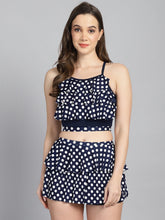 CUKOO Padded Blue Polka Dot Skirtini Swimwear