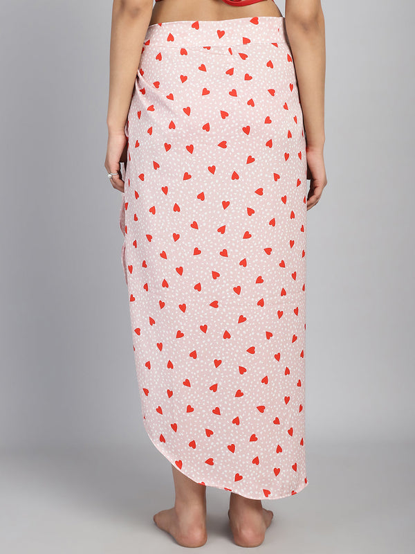 Peach Heart Printed cover up Sarong