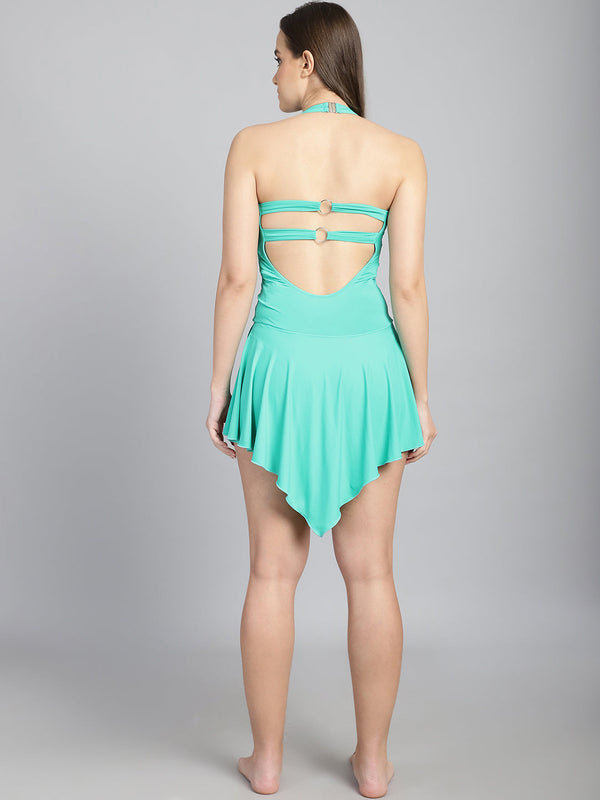 CUKOO Padded Solid Sea Green  Swimsuit