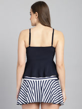 CUKOO Padded Stripes Printed Two piece Skirtini Swimwear