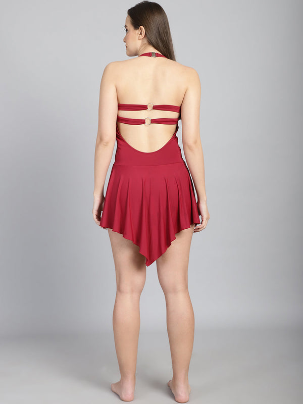 CUKOO Padded Solid Red  Swimsuit