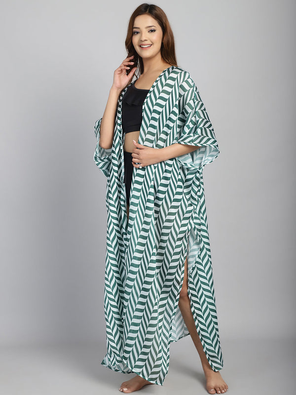 Green Long Slit cover up Sarong