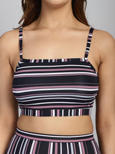 CUKOO Padded Black Striped Two piece Tankini Swimwear