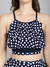 CUKOO Padded Blue Polka Dot Skirtini Swimwear