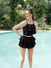 CUKOO Padded Black Two piece Skirtini Swimwear