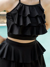 CUKOO Padded Black Two piece Skirtini Swimwear