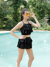 CUKOO Padded Black Two piece Skirtini Swimwear