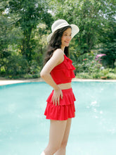 CUKOO Padded Red Two piece Skirtini Swimwear