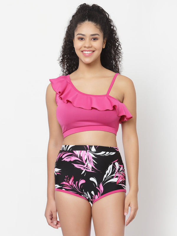 CUKOO Padded Pink Frill  Swimwear