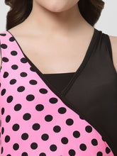 CUKOO Padded Black & Pink Polka Dot Printed Swimwear