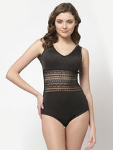 Cukoo Padded Solid Black Single Piece Swimsuit