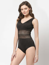 Cukoo Padded Solid Black Single Piece Swimsuit