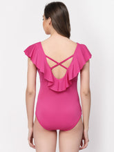 CUKOO Padded Pink Frill  Swimwear