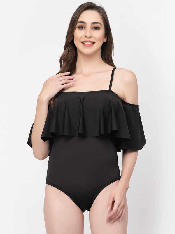 CUKOO Padded Black Frill  Swimwear