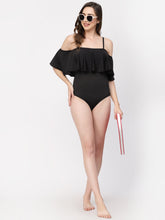 CUKOO Padded Black Frill  Swimwear