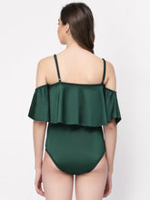 CUKOO Padded Green Frill Swimwear