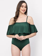 CUKOO Padded Green Frill Swimwear