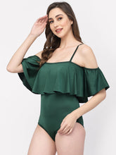 CUKOO Padded Green Frill Swimwear