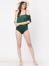 CUKOO Padded Green Frill Swimwear