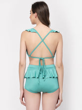 CUKOO Padded Sea Green Two piece Tankini Swimwear